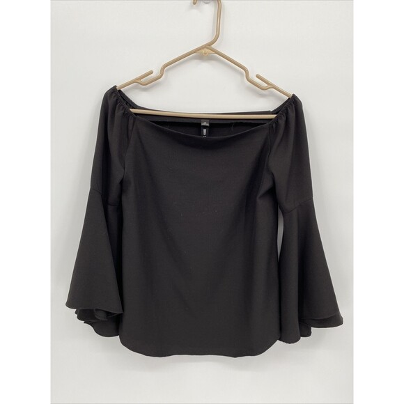 Design Lab Off the Shoulder Top Size XS Black Flutter Sleeves - Picture 1 of 8